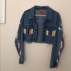 Cropped beaded denim Levi’s jacket